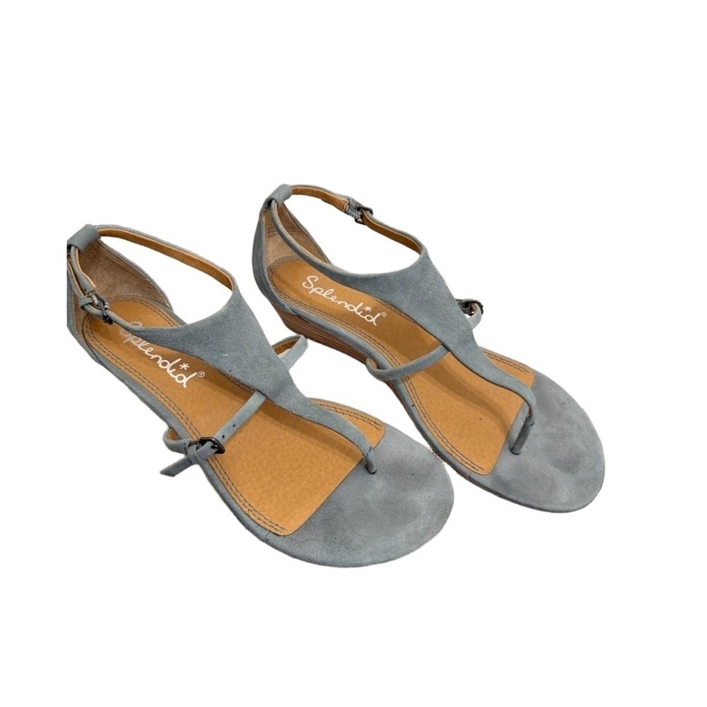 Splendid Sandals Womens 6.5 Light Blue Suede Strappy Feminine Summer Leather - Picture 4 of 7